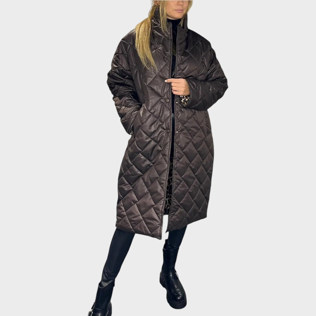 Ofira | Abrigo Reversible Acolchado Con Forro De Leopardo
