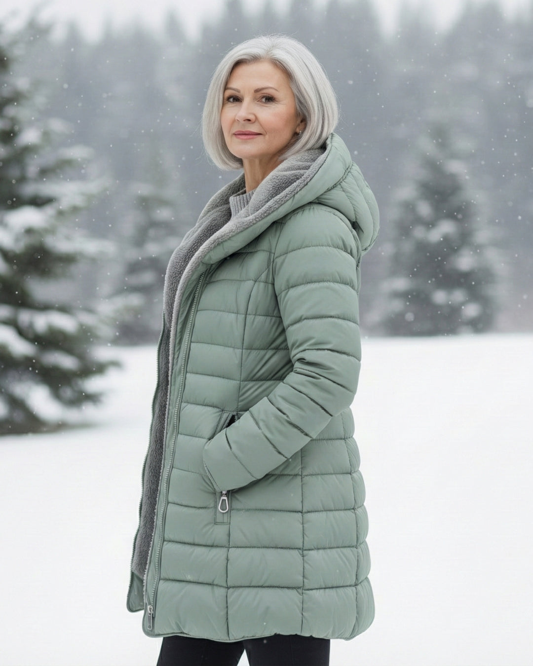 Elena Chaqueta de Invierno Acolchada con Capucha para Damas