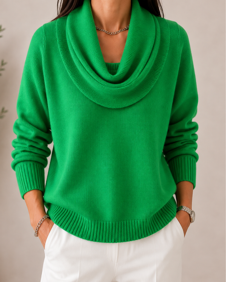 Caralina™ | Suéter de punto con cuello drapeado elegante