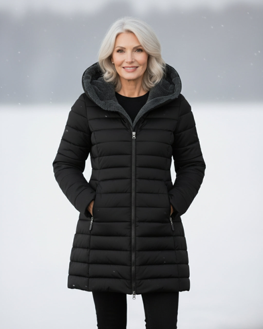 Elena Chaqueta de Invierno Acolchada con Capucha para Damas