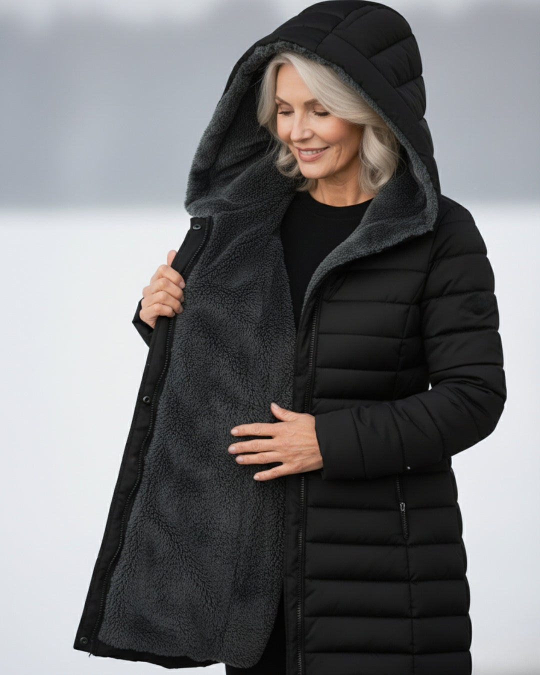Elena Chaqueta de Invierno Acolchada con Capucha para Damas