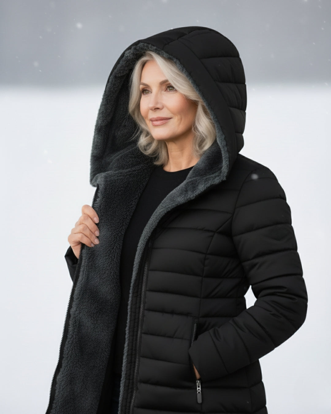 Elena Chaqueta de Invierno Acolchada con Capucha para Damas