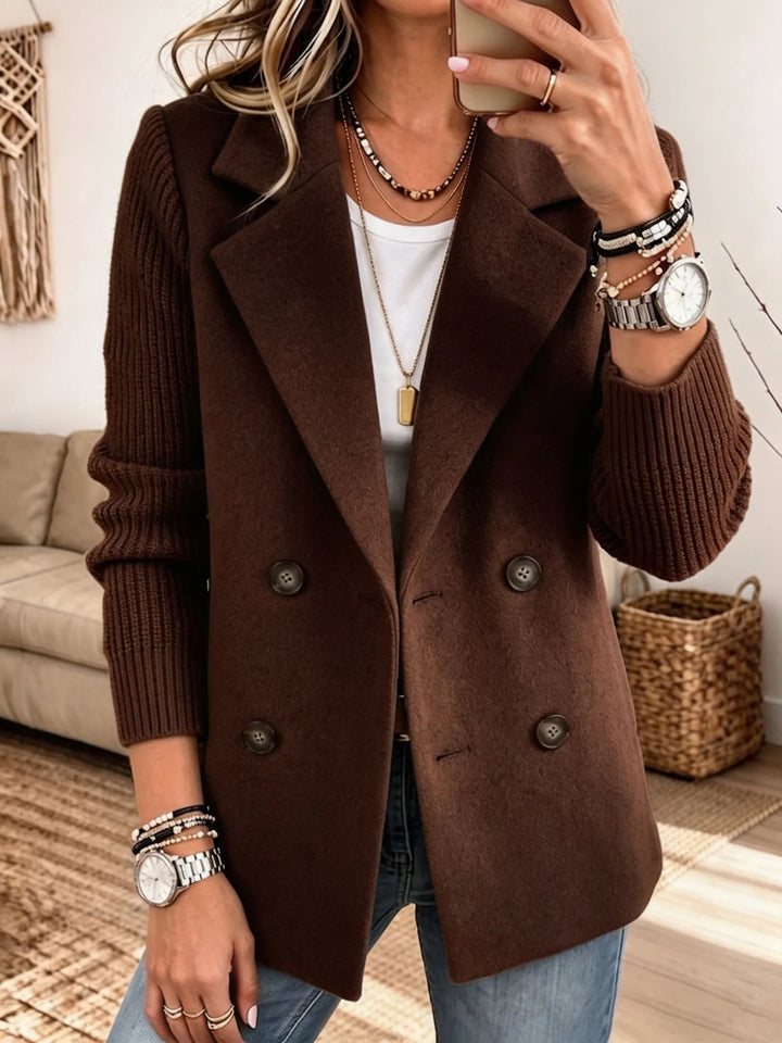 Blazer para Damas con Mangas Tejidas — Elegante y Cálido