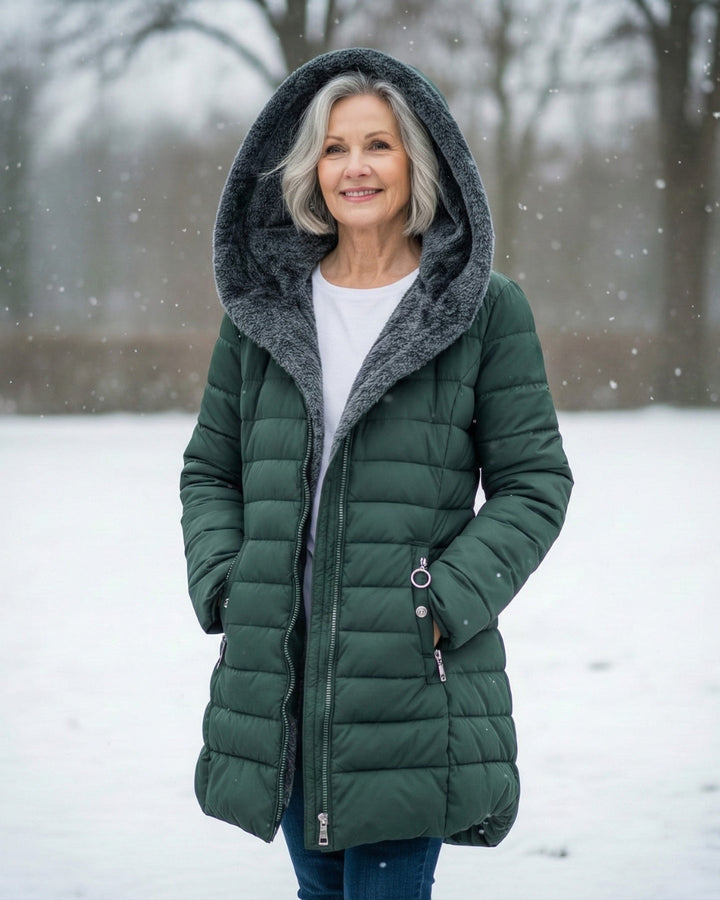 Elena Chaqueta de Invierno Acolchada con Capucha para Damas
