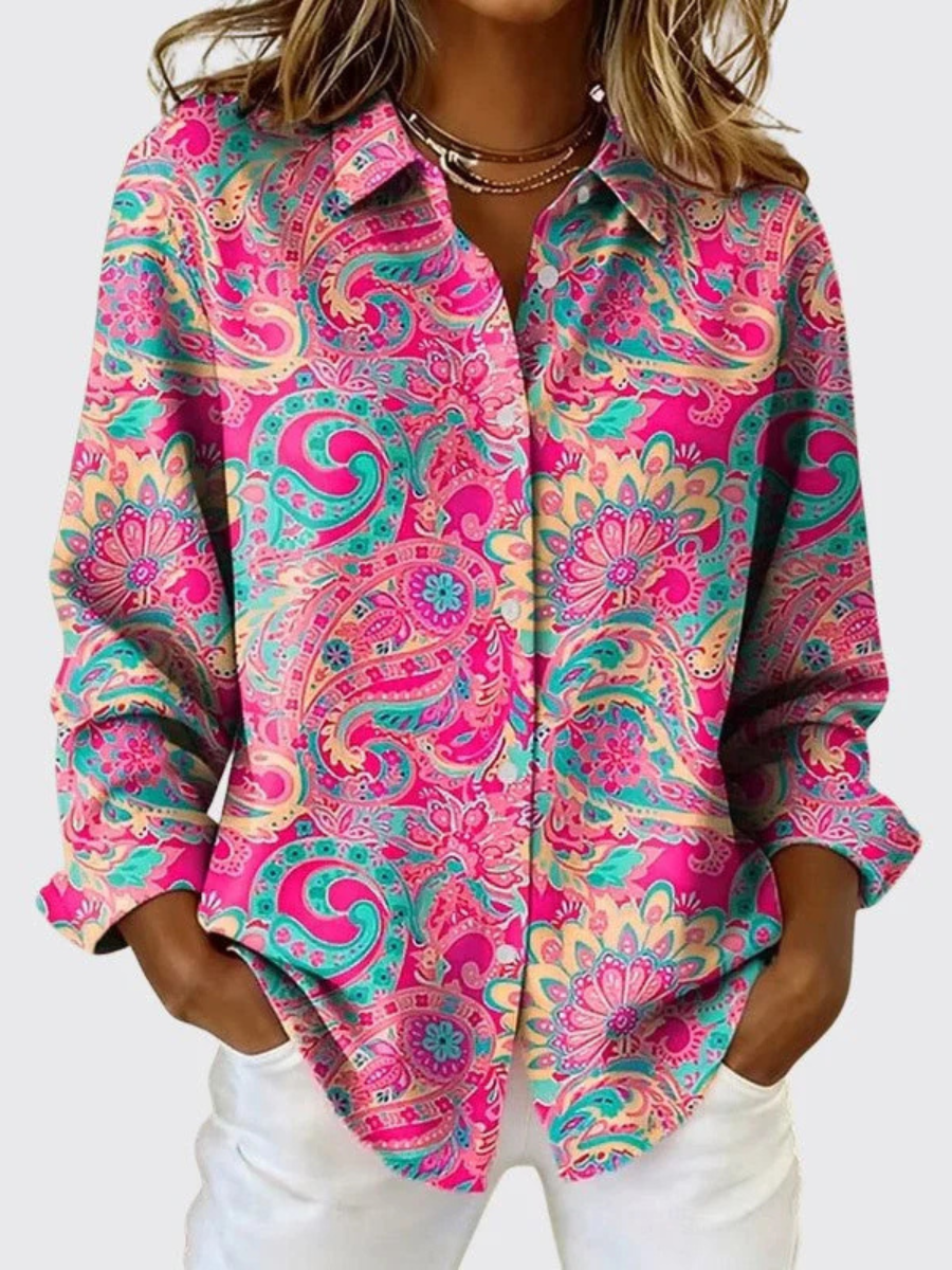 Joanna™ | Blusa de Botones con Estampado Paisley