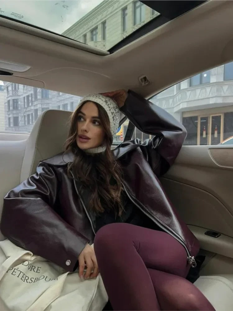 Valerina Abrigo de Cuero Atemporal para Damas