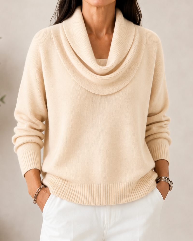 Caralina™ | Suéter de punto con cuello drapeado elegante