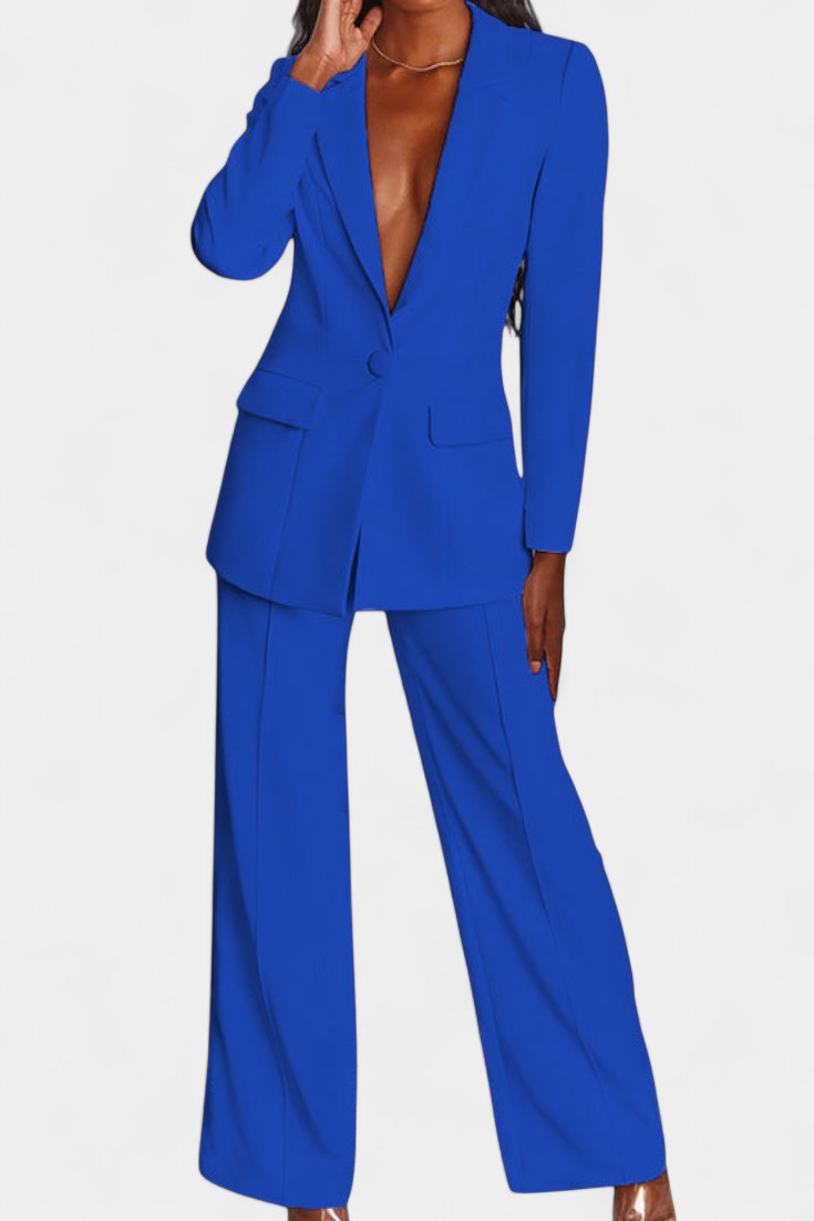 Marnie Conjunto de Blazer a Medida y Pantalones de Pierna Ancha