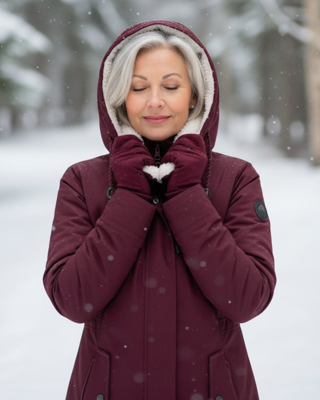 Parka Sherpa con Capucha para Damas Abrigo de Invierno