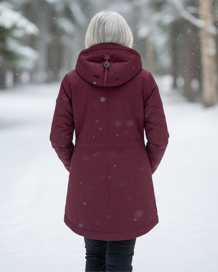 Parka Sherpa con Capucha para Damas Abrigo de Invierno