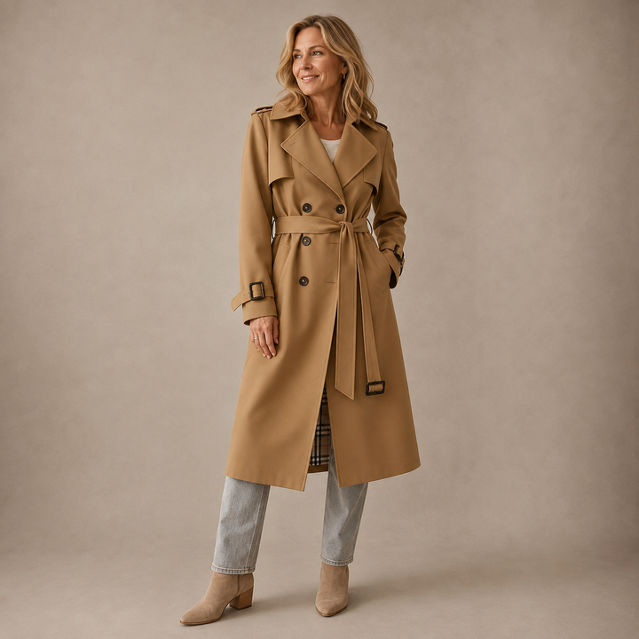Sienna Trenchcoat Clásico Estilo Atemporal Damas