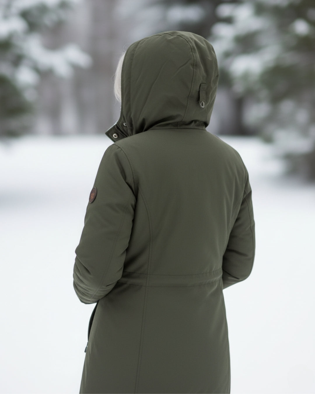 Parka Sherpa con Capucha para Damas Abrigo de Invierno