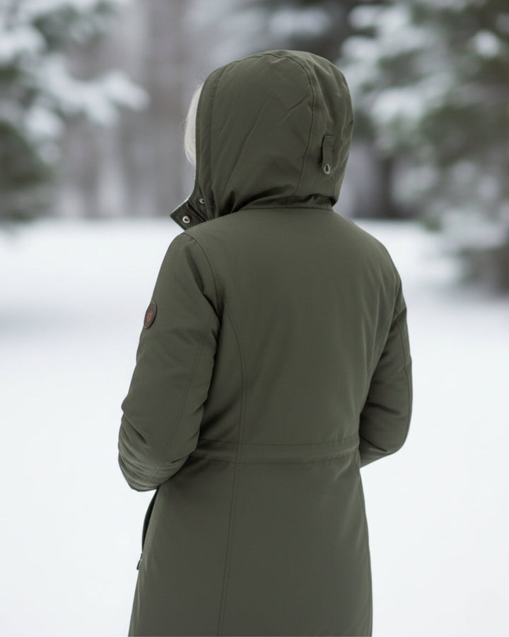 Parka Sherpa con Capucha para Damas Abrigo de Invierno