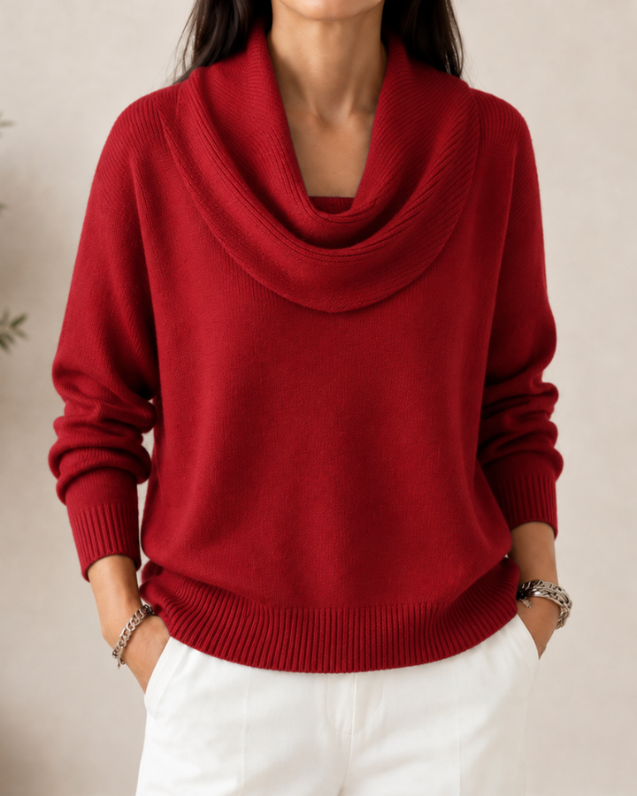 Caralina™ | Suéter de punto con cuello drapeado elegante