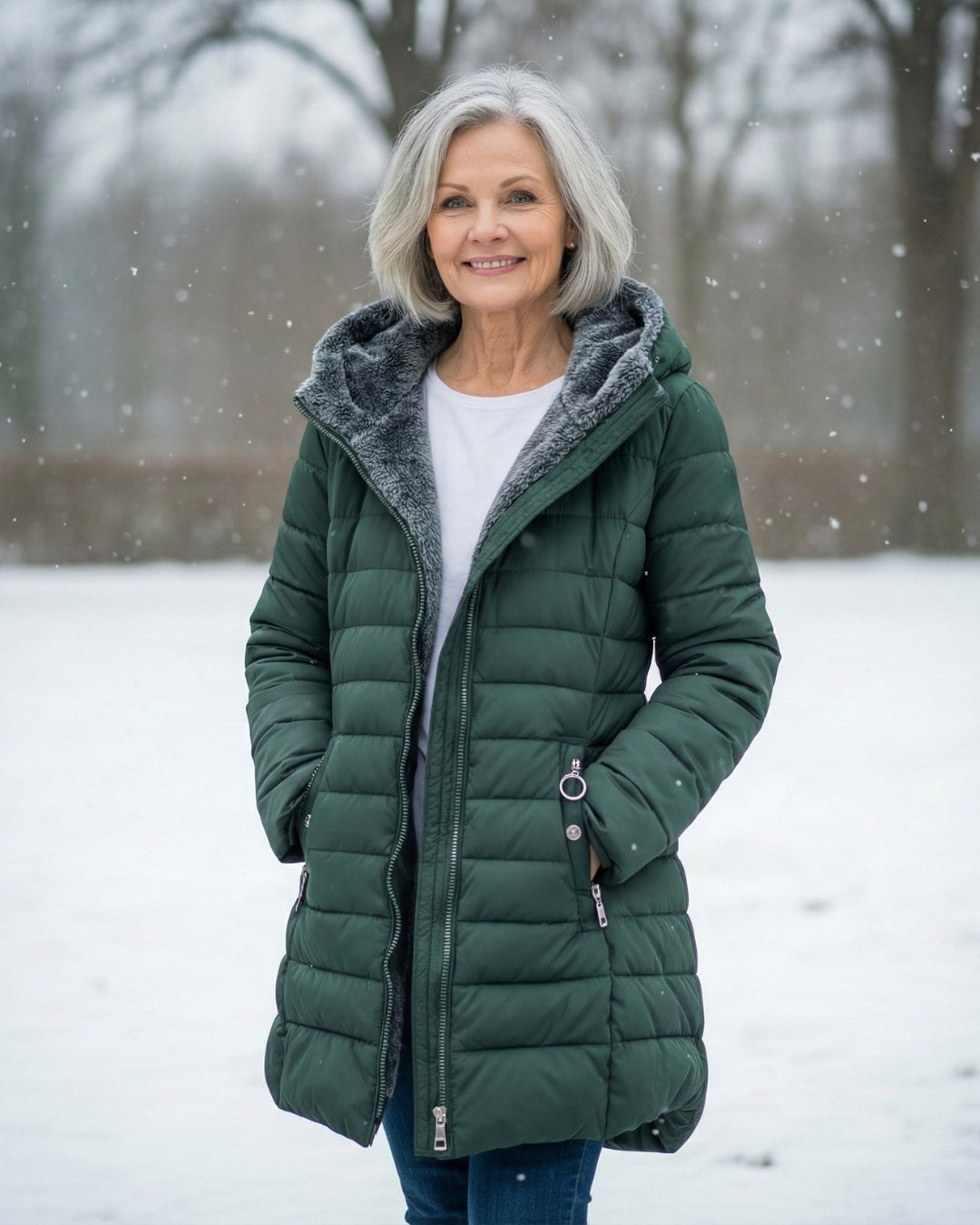 Elena Chaqueta de Invierno Acolchada con Capucha para Damas