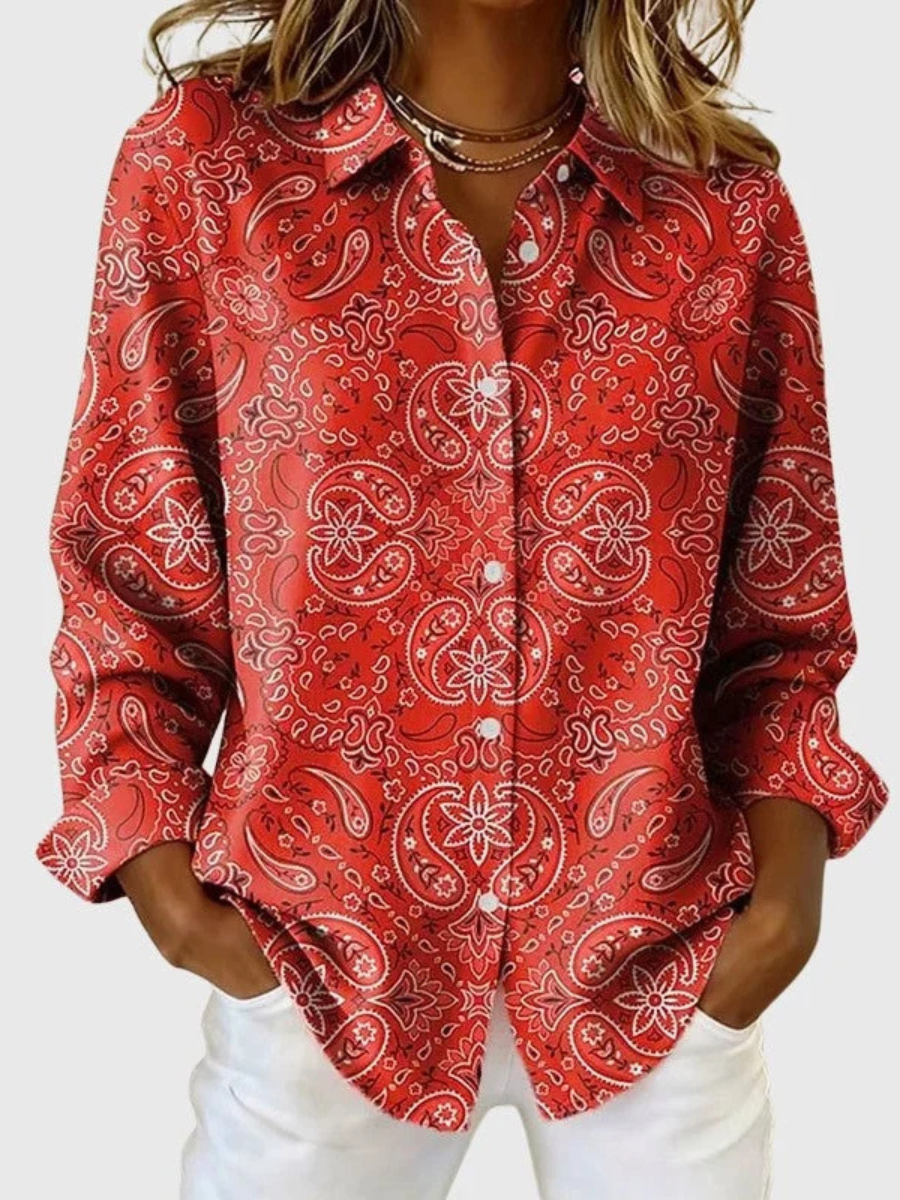 Joanna™ | Blusa de Botones con Estampado Paisley