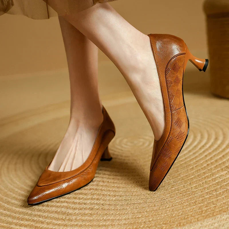Zapatos de Tacón Alto de Cuero Auténtico Belle