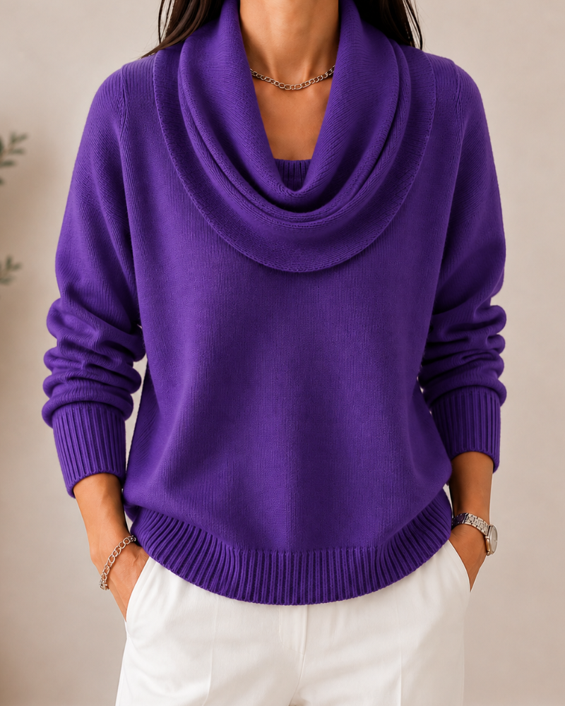 Caralina™ | Suéter de punto con cuello drapeado elegante