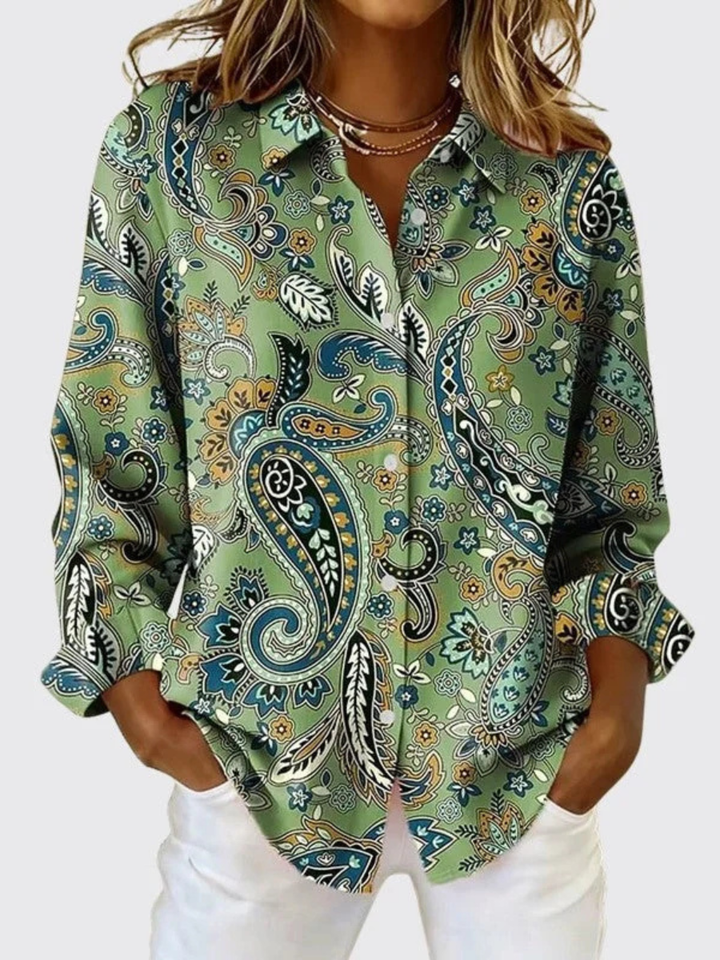 Joanna™ | Blusa de Botones con Estampado Paisley