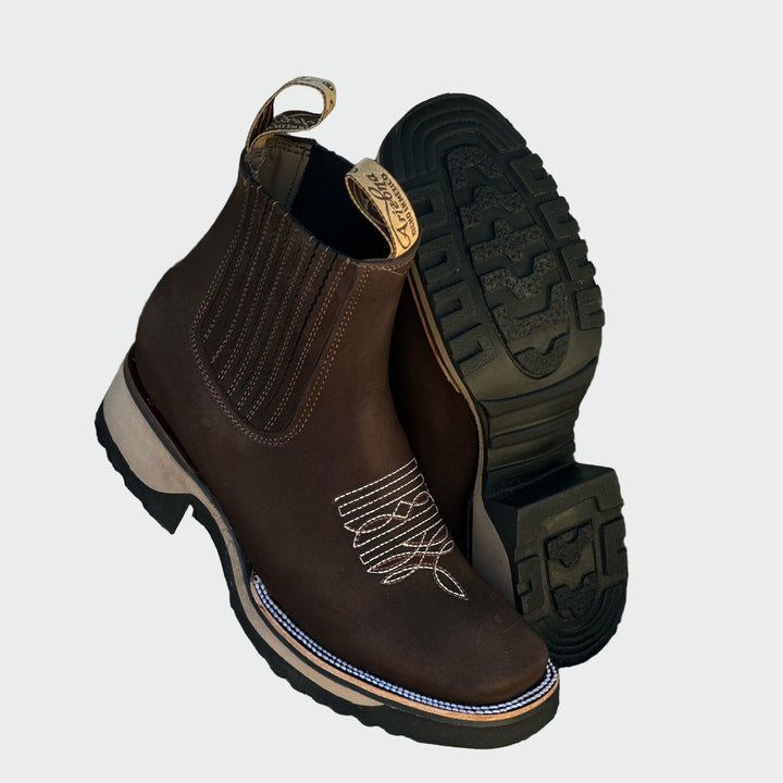Ana - Botas De Cowboy En Piel Marrón Elegante Duraderas
