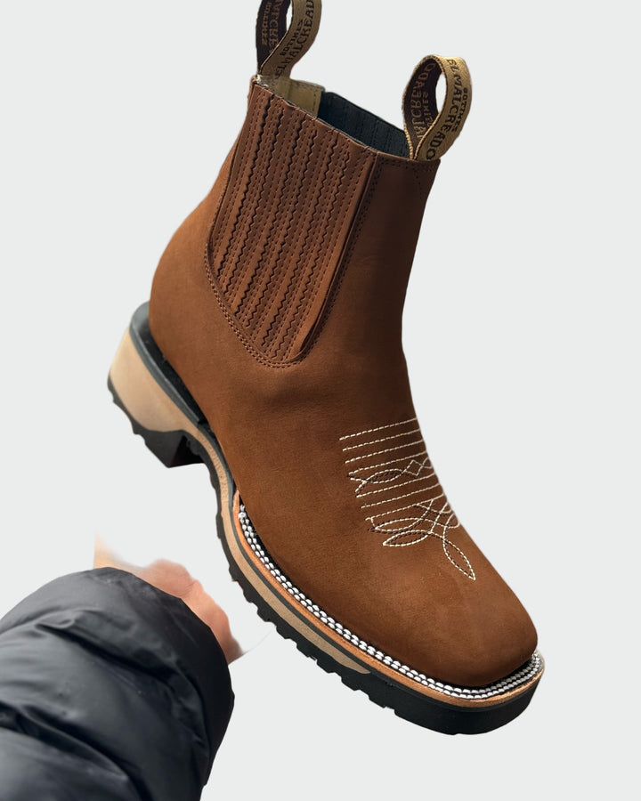 Ana - Botas De Cowboy En Piel Marrón Elegante Duraderas