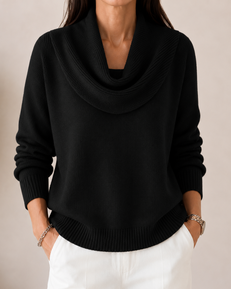 Caralina™ | Suéter de punto con cuello drapeado elegante