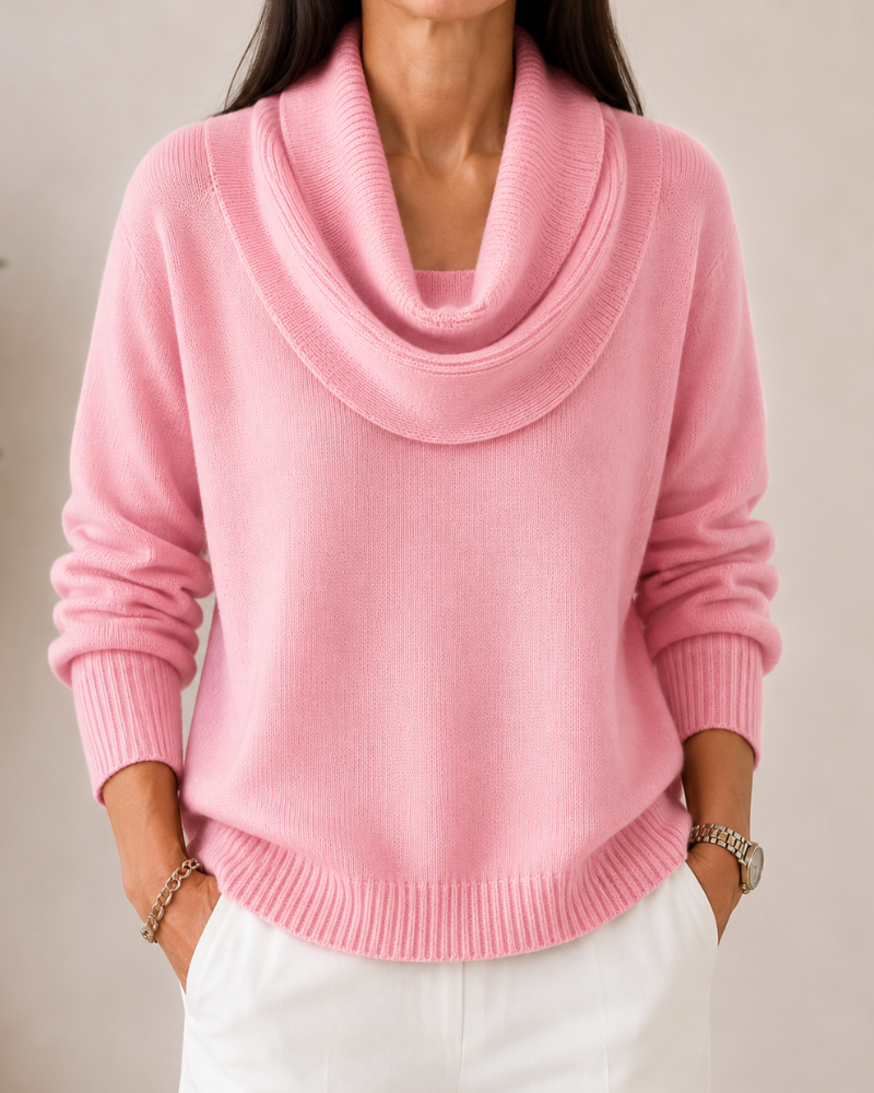 Caralina™ | Suéter de punto con cuello drapeado elegante