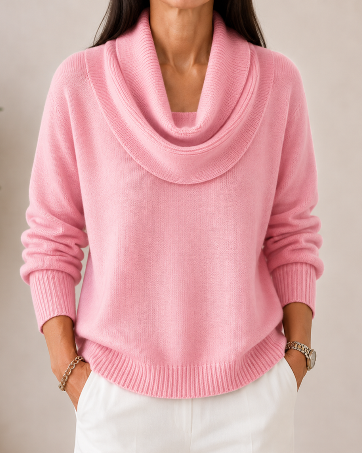 Caralina™ | Suéter de punto con cuello drapeado elegante
