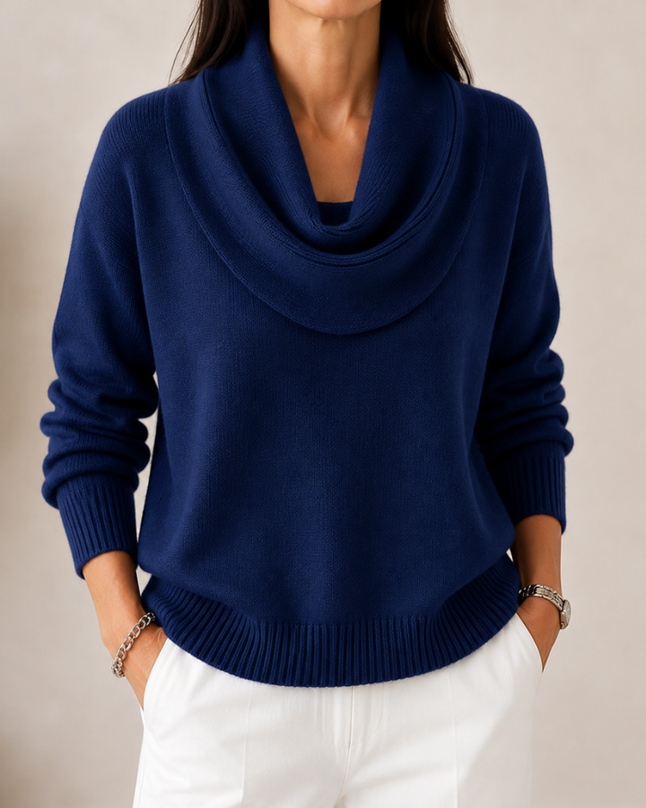 Caralina™ | Suéter de punto con cuello drapeado elegante