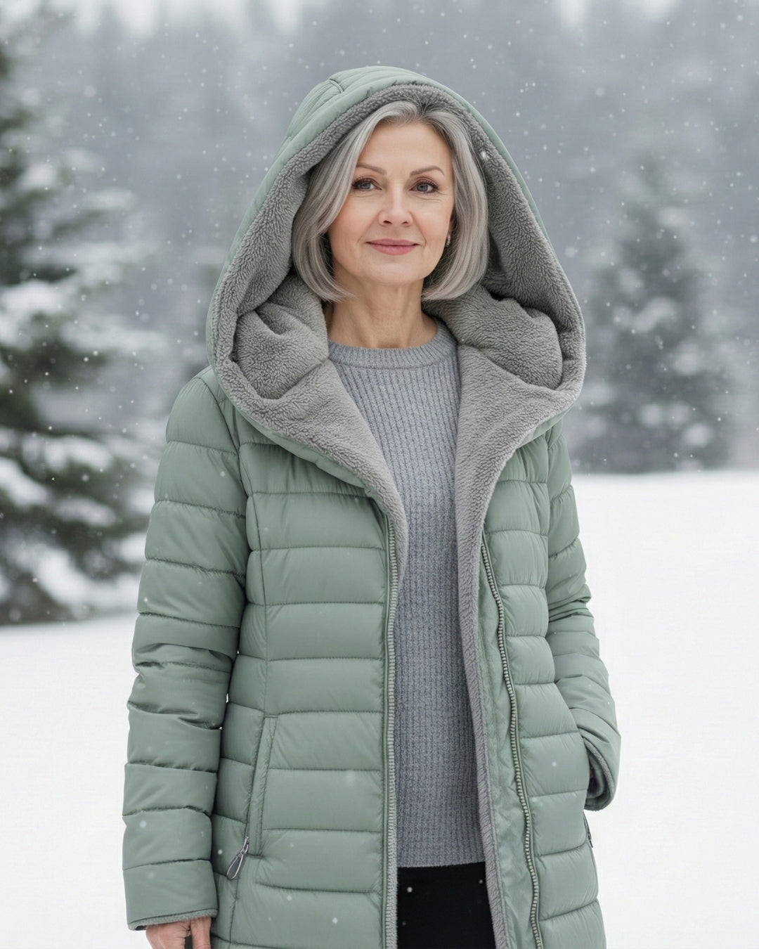 Elena Chaqueta de Invierno Acolchada con Capucha para Damas
