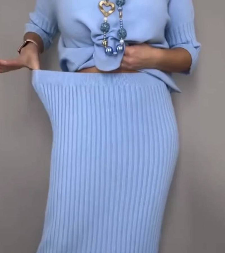 Débora | Conjunto de punto con falda acanalada