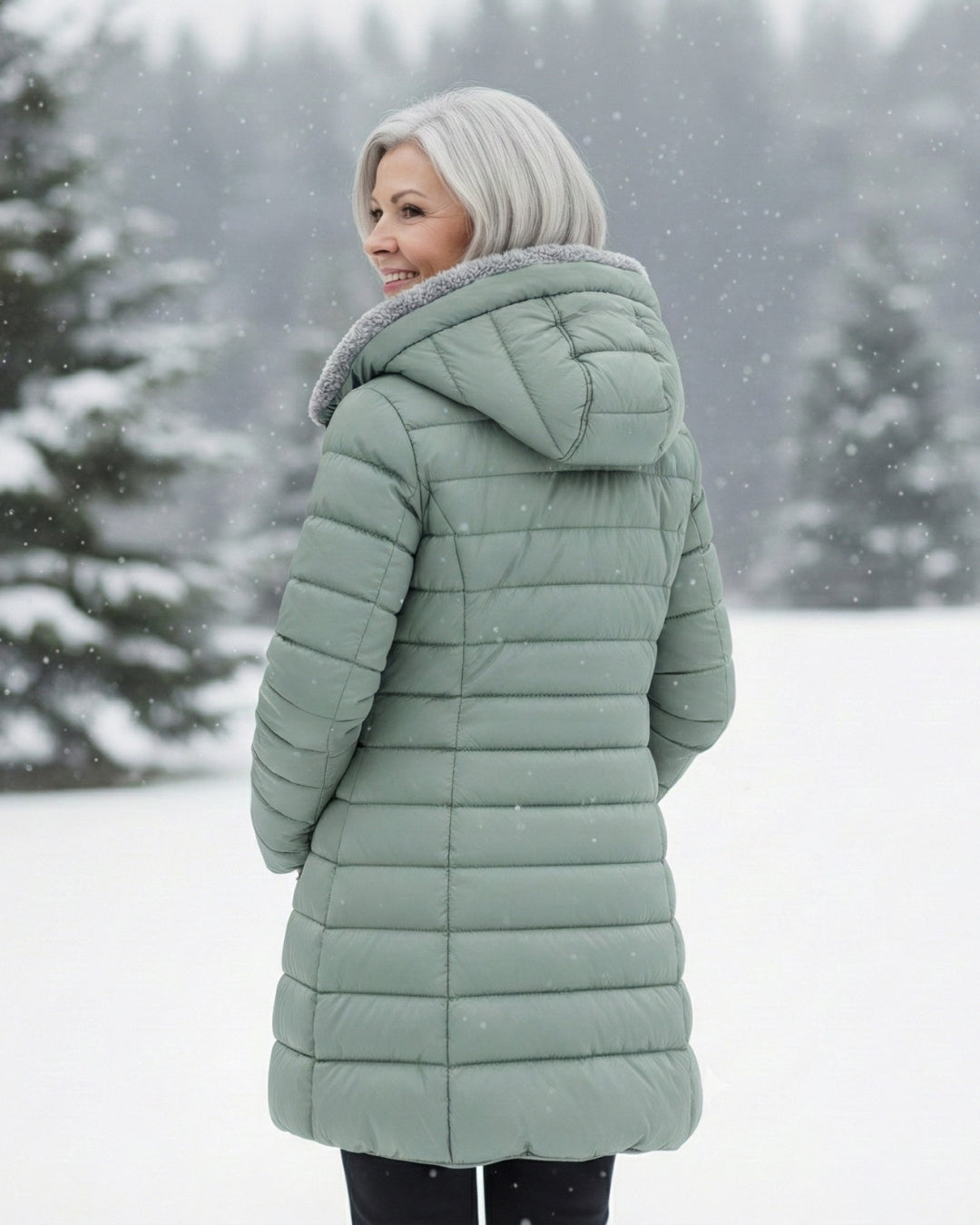 Elena Chaqueta de Invierno Acolchada con Capucha para Damas