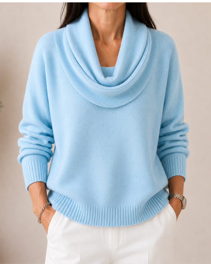 Caralina™ | Suéter de punto con cuello drapeado elegante