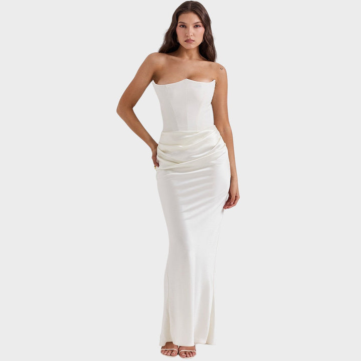 Flora - Satin Dress with Built-in Top