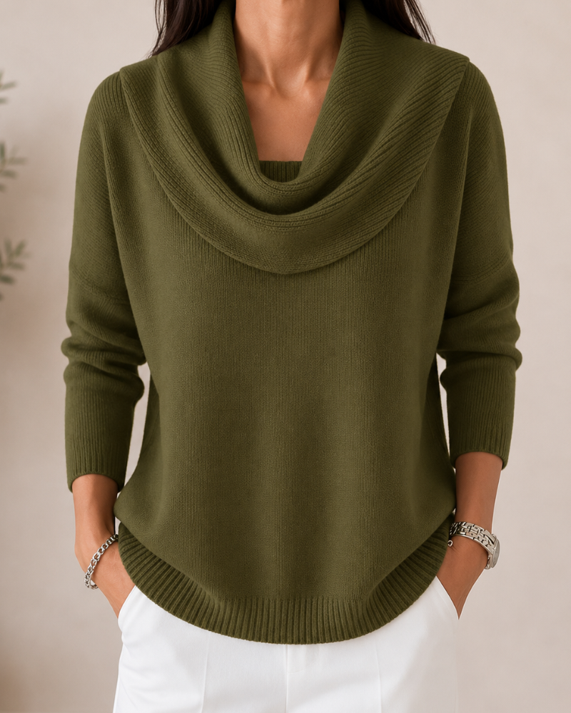 Caralina™ | Suéter de punto con cuello drapeado elegante