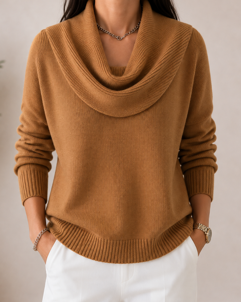 Caralina™ | Suéter de punto con cuello drapeado elegante