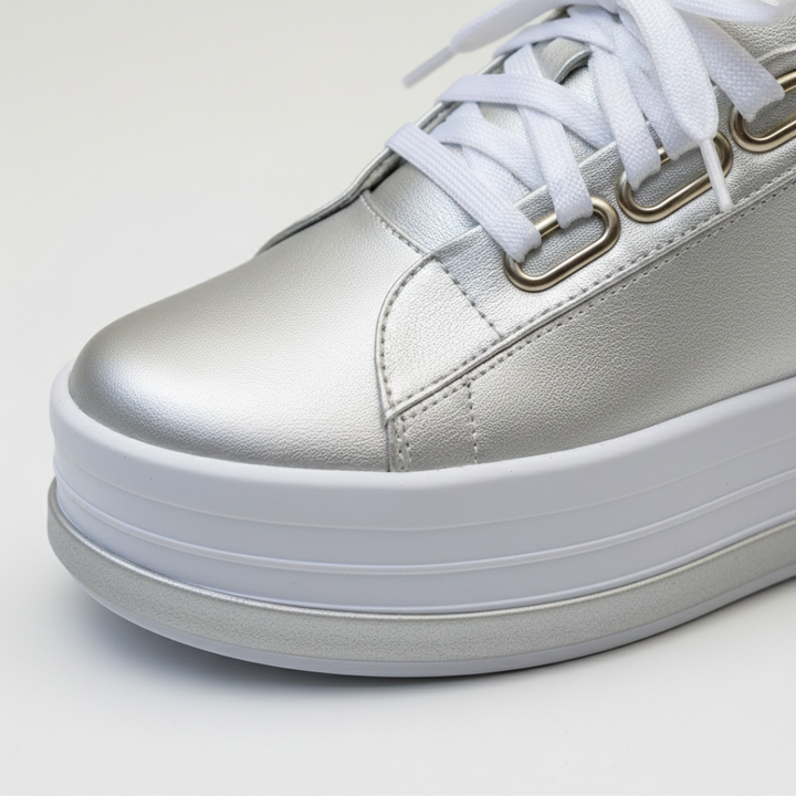Aitana | Zapatillas Plataforma Casual Mujer Cordones Ojales Metálicos Suela Alta