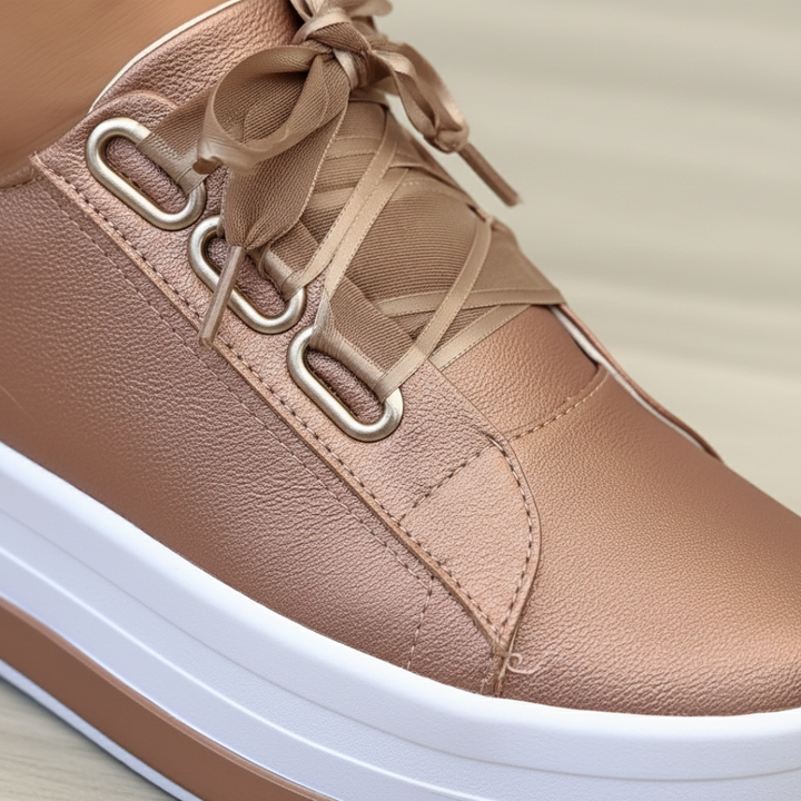 Aitana | Zapatillas Plataforma Casual Mujer Cordones Ojales Metálicos Suela Alta