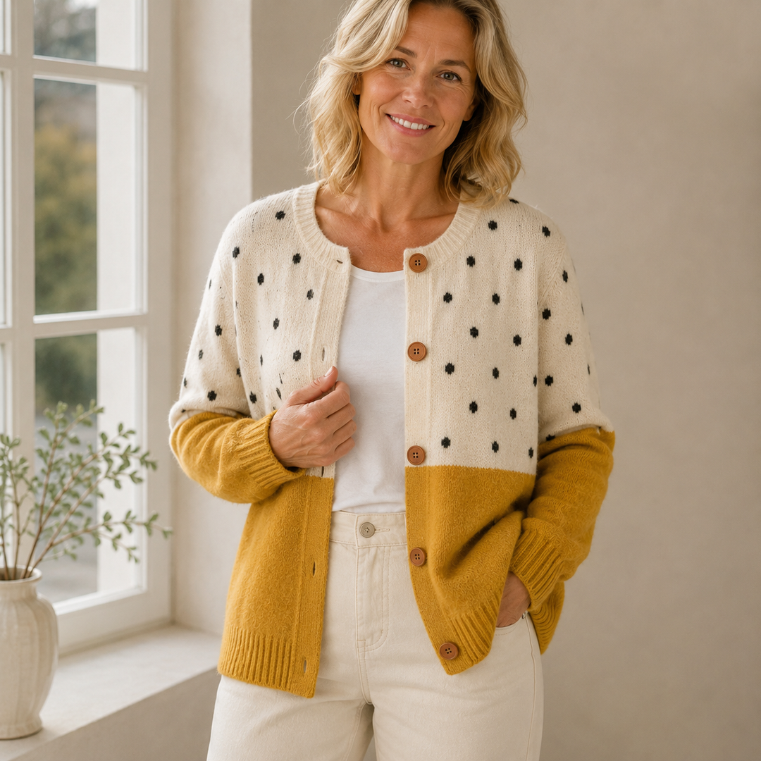 Monique | Cárdigan de Botón Amarillo