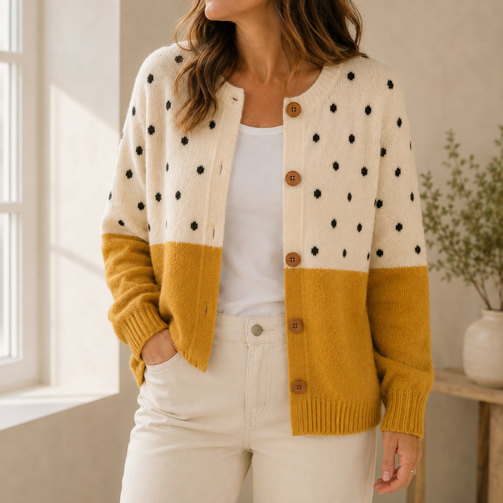 Monique | Cárdigan de Botón Amarillo