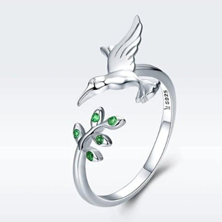 Anillo Camaleón con zirconitas verdes en plata
