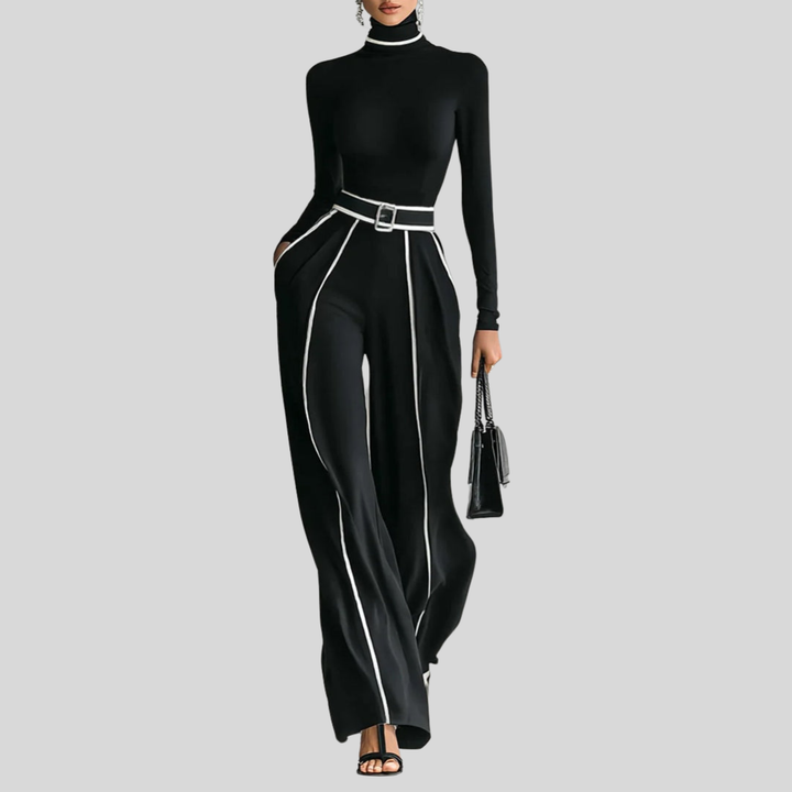 Emma – Conjunto elegante de dos piezas con cuello alto y pantalón ancho