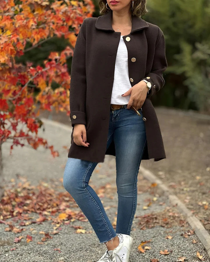 Cristina Abrigo Largo Elegante de Otoño para Mujeres