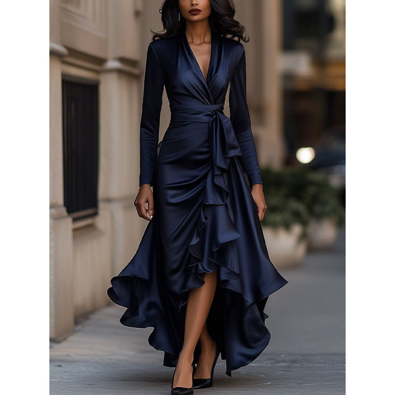 Valentina – Elegant satin dress with draping
