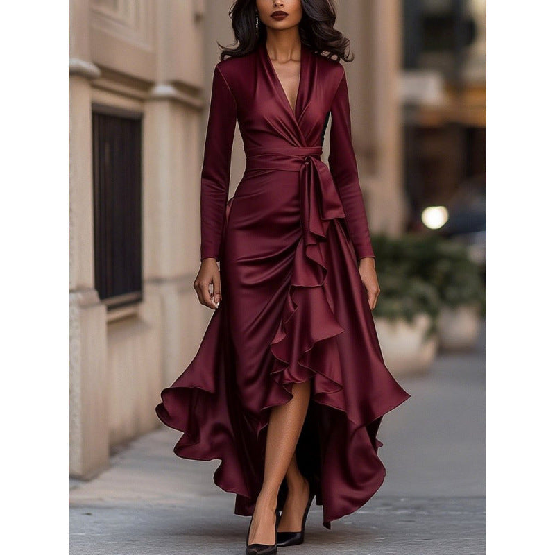 Valentina – Elegant satin dress with draping