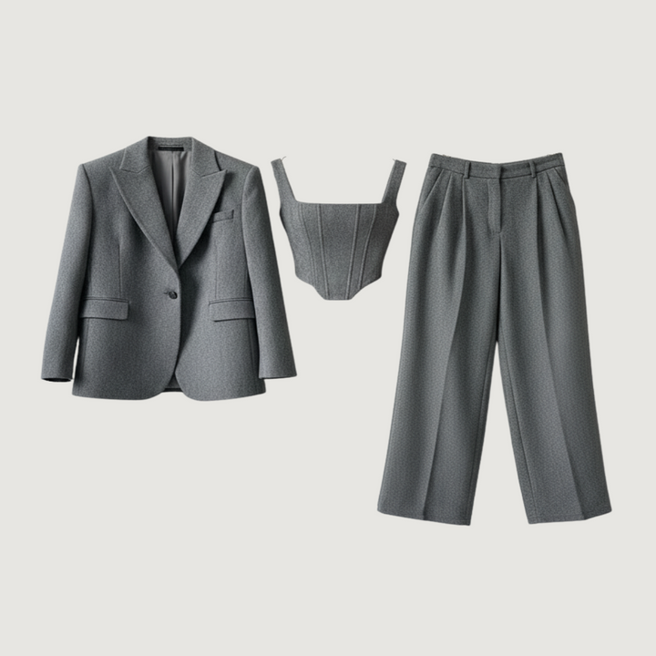 Dolce™ - Conjunto de tres piezas con blazer de doble botonadura