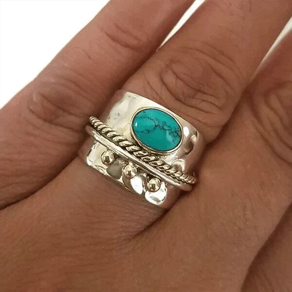 Anillo ancho con turquesa