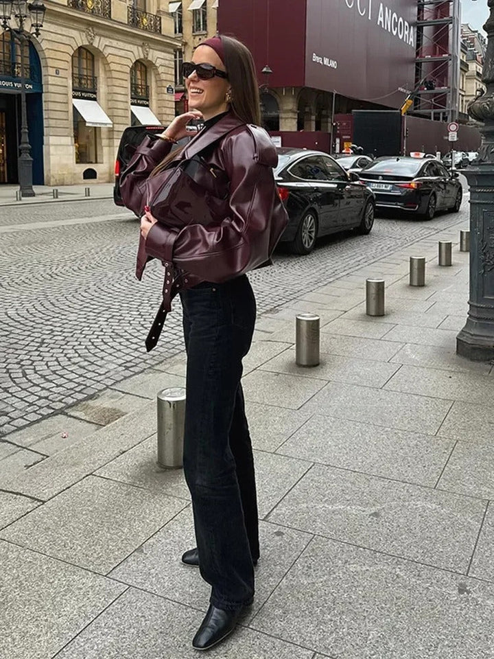 Valerina Abrigo de Cuero Atemporal para Damas