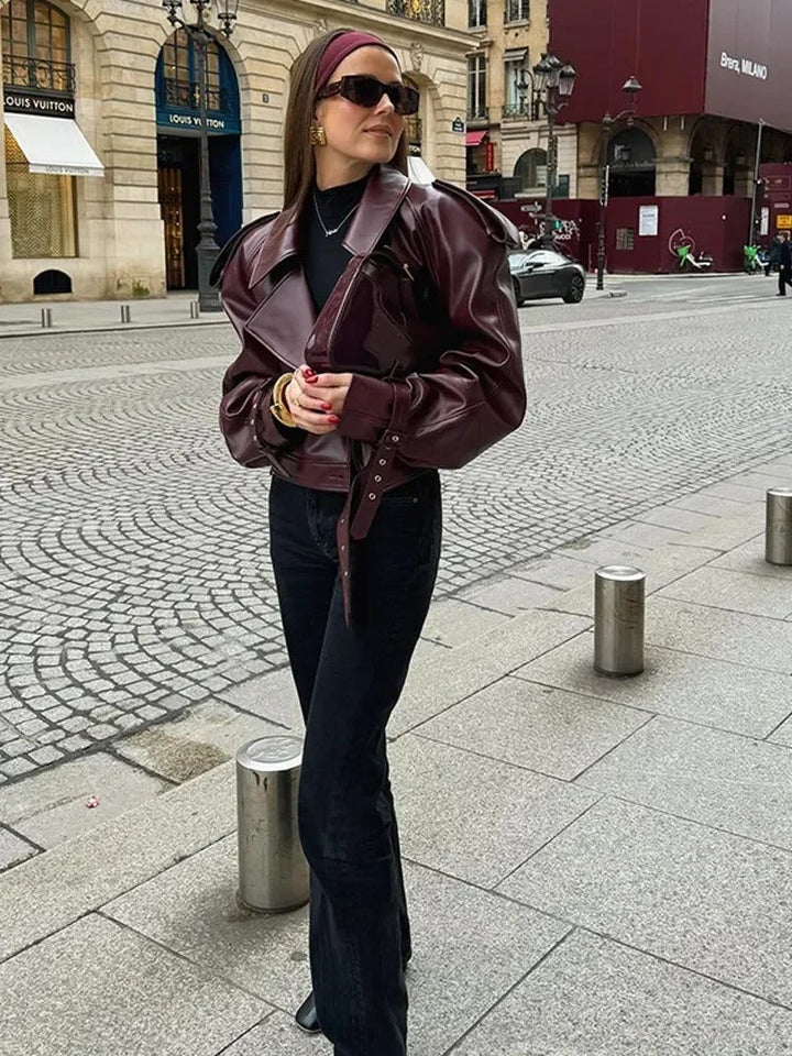 Valerina Abrigo de Cuero Atemporal para Damas