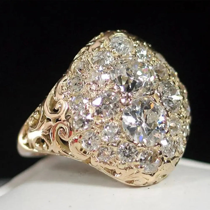 Anillo retro de plata roja con diamante